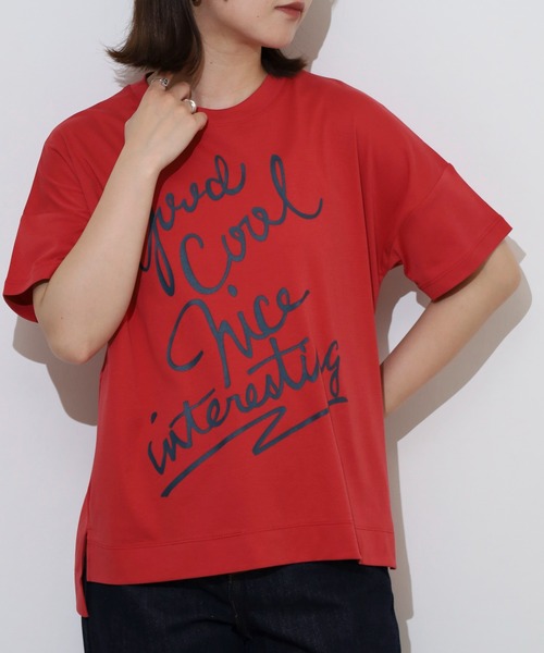 

Футболка с коротким рукавом, оверсайз, с большим логотипом EGLANTINE, красный