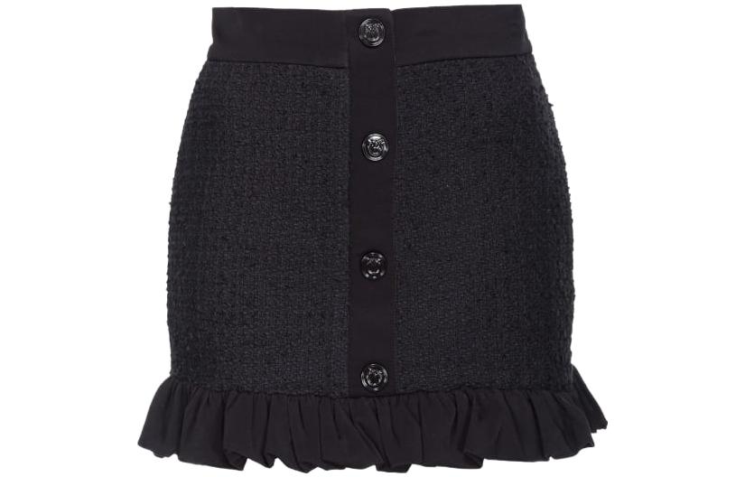 

PINKO Мини-юбка в твиде с рюшами повседневная короткая юбка женская black