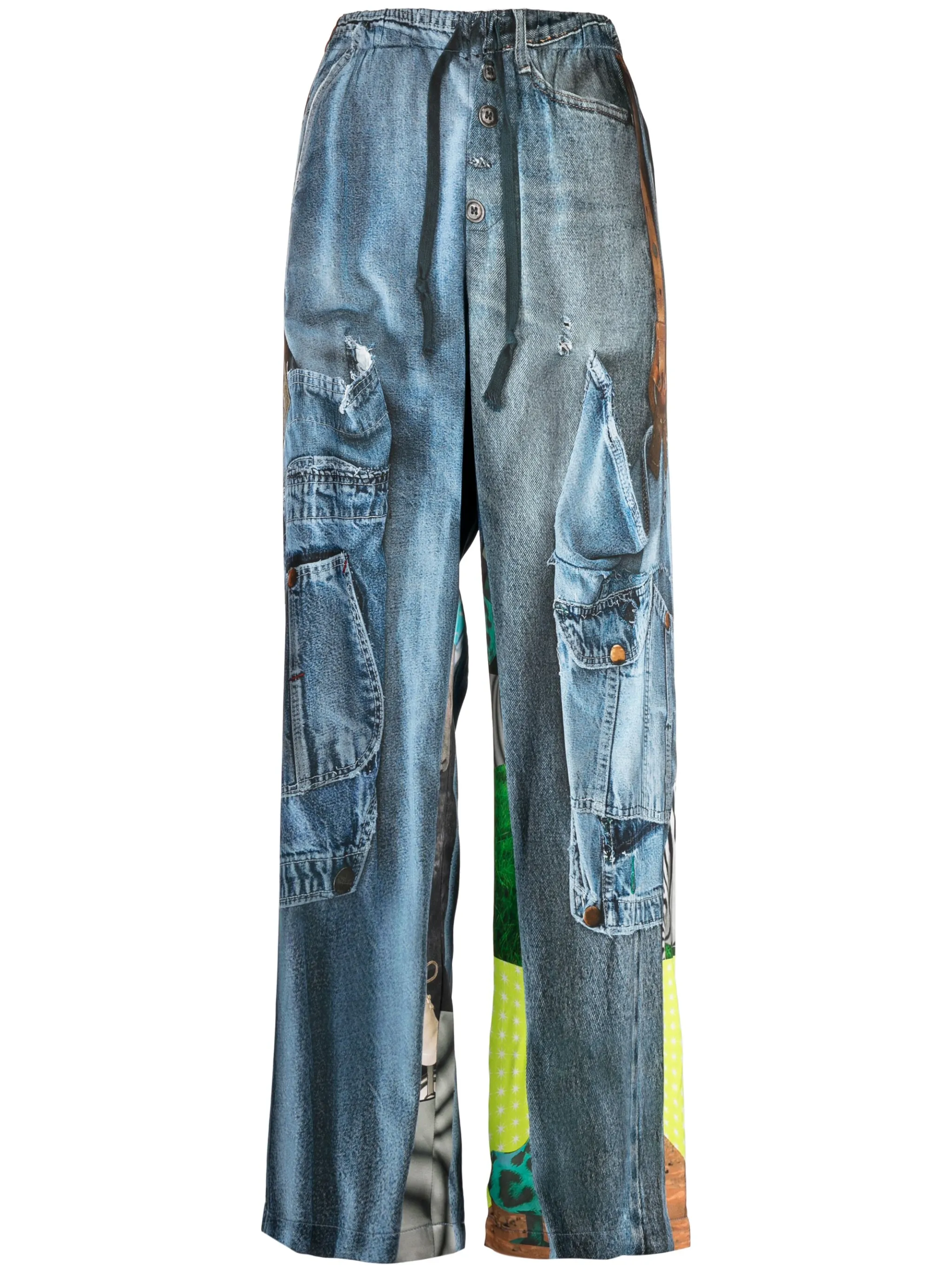 

Брюки с эластичным поясом и графичным принтом Jnby, синий