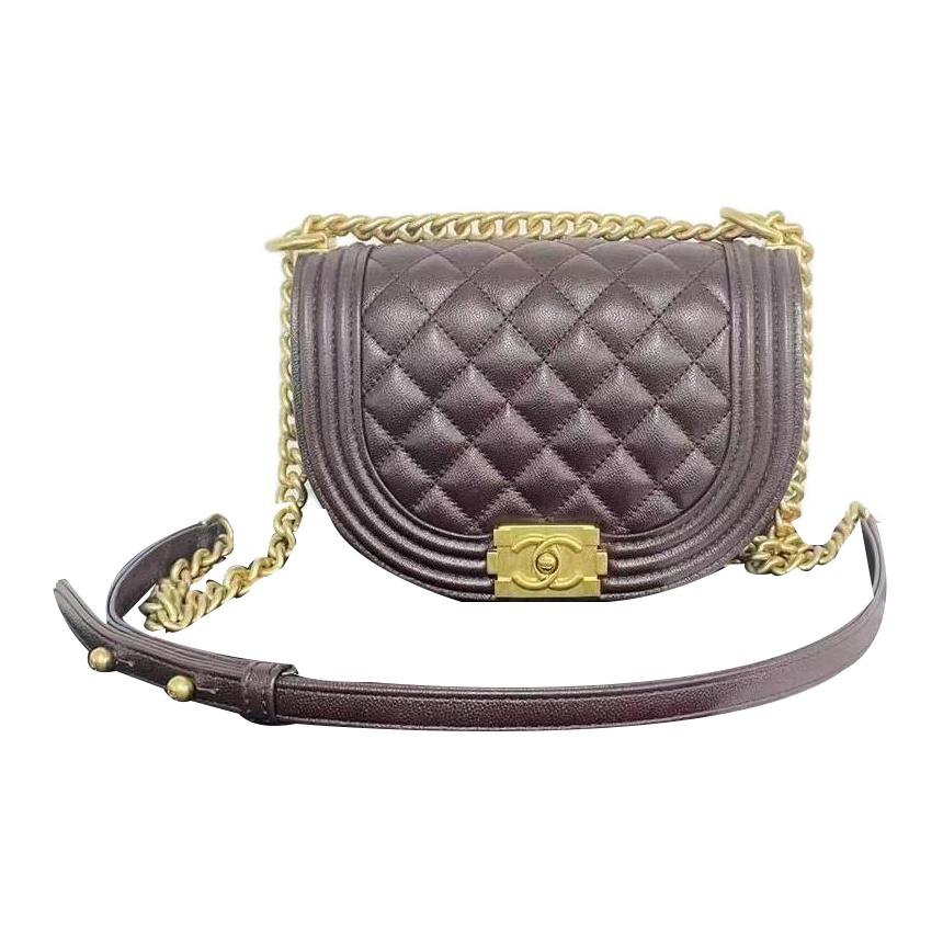 

Сумка-мессенджер из телячьей кожи, наплечная сумка, кросс-боди трумпетс женская бордо CHANEL, Set (Bag+Dust Bag)