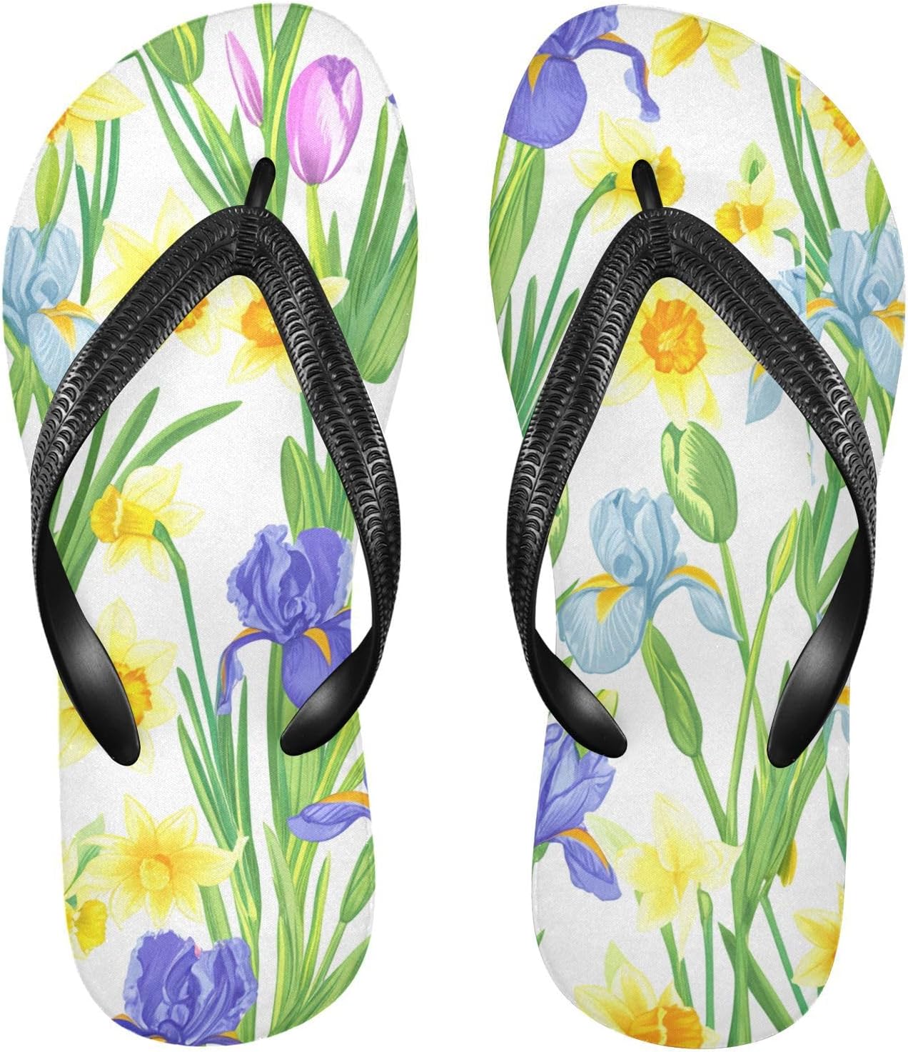 

Мужские и женские пляжные шлепанцы Iris Floral White с резиновой подошвой, нескользящие летние тапочки для душа и прогулок Sinestour