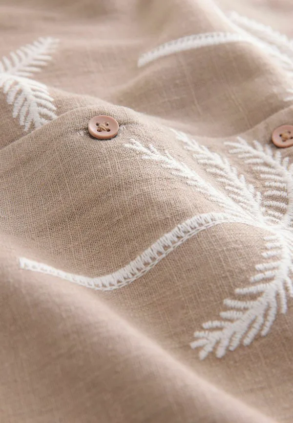 Рубашка с коротким рукавом стандартного кроя Next, Taupe Brown Palm Embroidery — фото 2