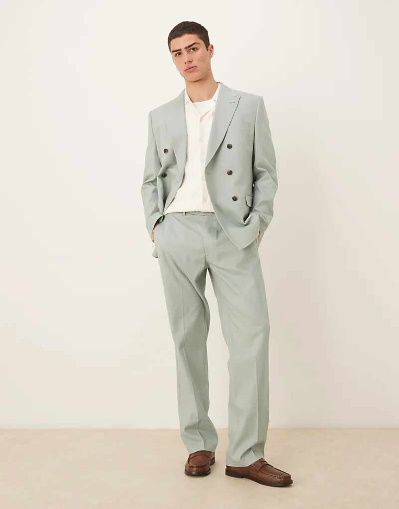 

Прямые брюки из льняной смеси ASOS DESIGN зеленого цвета