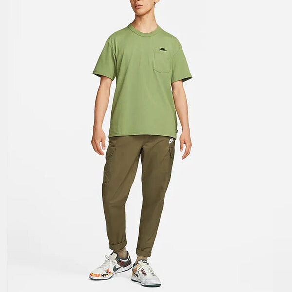 Футболка Men's Nike Solid Color Pocket Round Neck Loose Short Sleeve Green T-Shirt, зеленый — фото 3