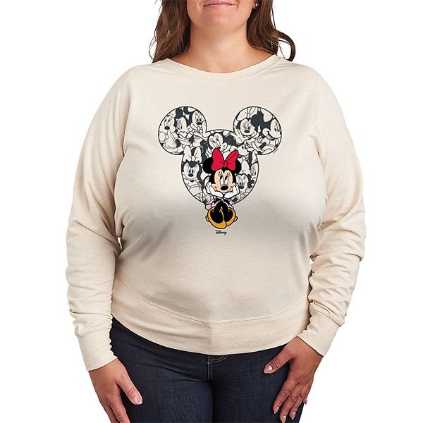 

Футболка с длинным рукавом Minnie Mouse, френч терри, коллаж, plus size Disney