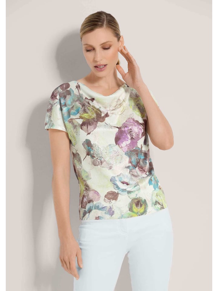 

MADELEINE Свитер с уникальным принтом в бело-голубом/светло-бирюзовом/многоцветном исполнении