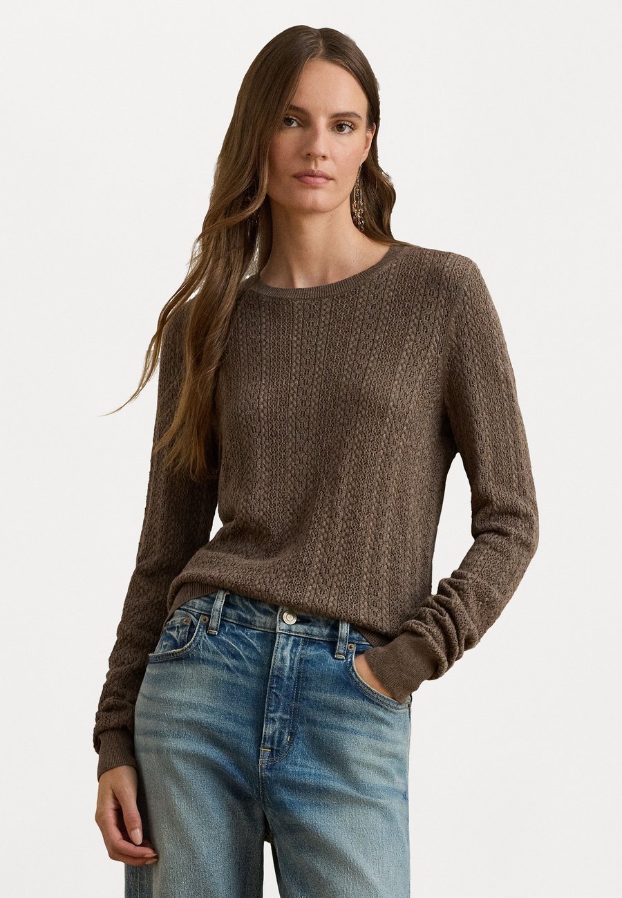 

Джемпер Lauren Ralph Lauren POINTELLE KNIT COTTON BLEND SWEATER, Taupe Brown Heather/Light Brown