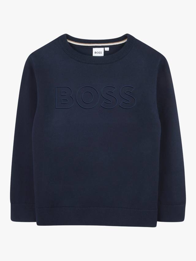

Детский хлопковый свитер с круглым вырезом HUGO BOSS, Navy