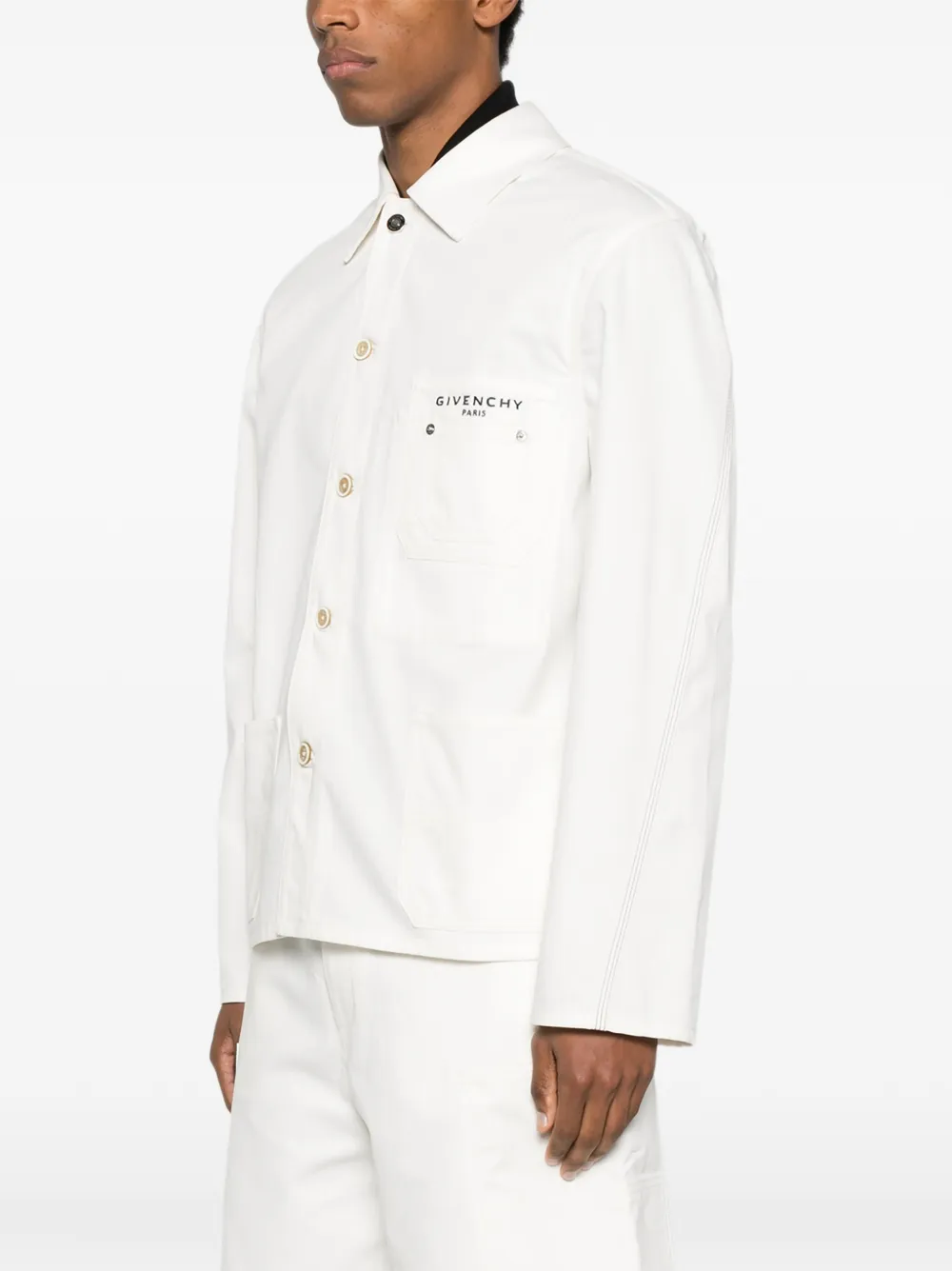 Джинсовая куртка с нагрудным карманом и вышитым логотипом Givenchy, нейтральный — фото 3