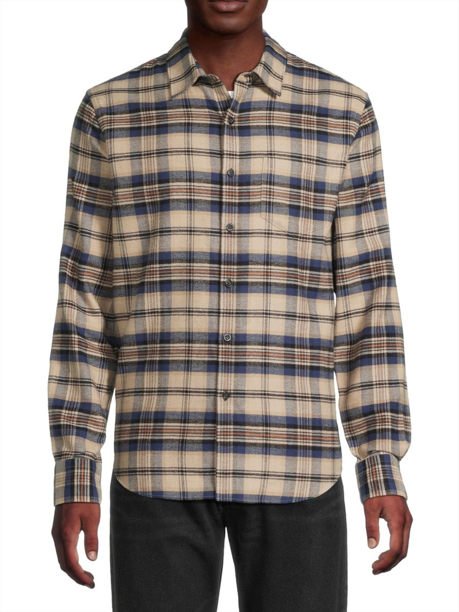 

Рубашка в клетку Hasley с пуговицами спереди Vince, цвет Beige Multi