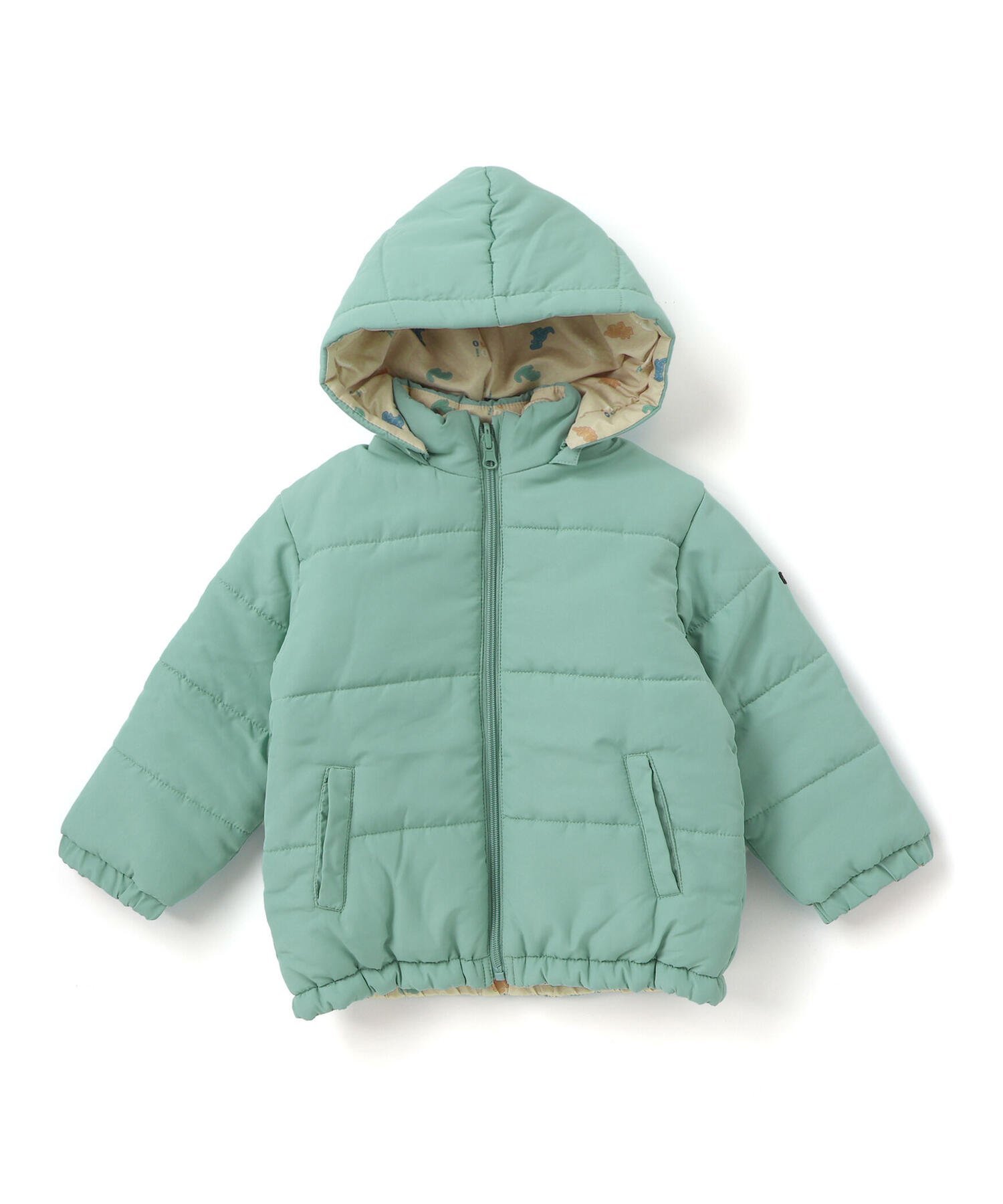 Двустороннее пальто с однотонным принтом (80–130 см) SLAP SLIP, Green x Beige — фото 2