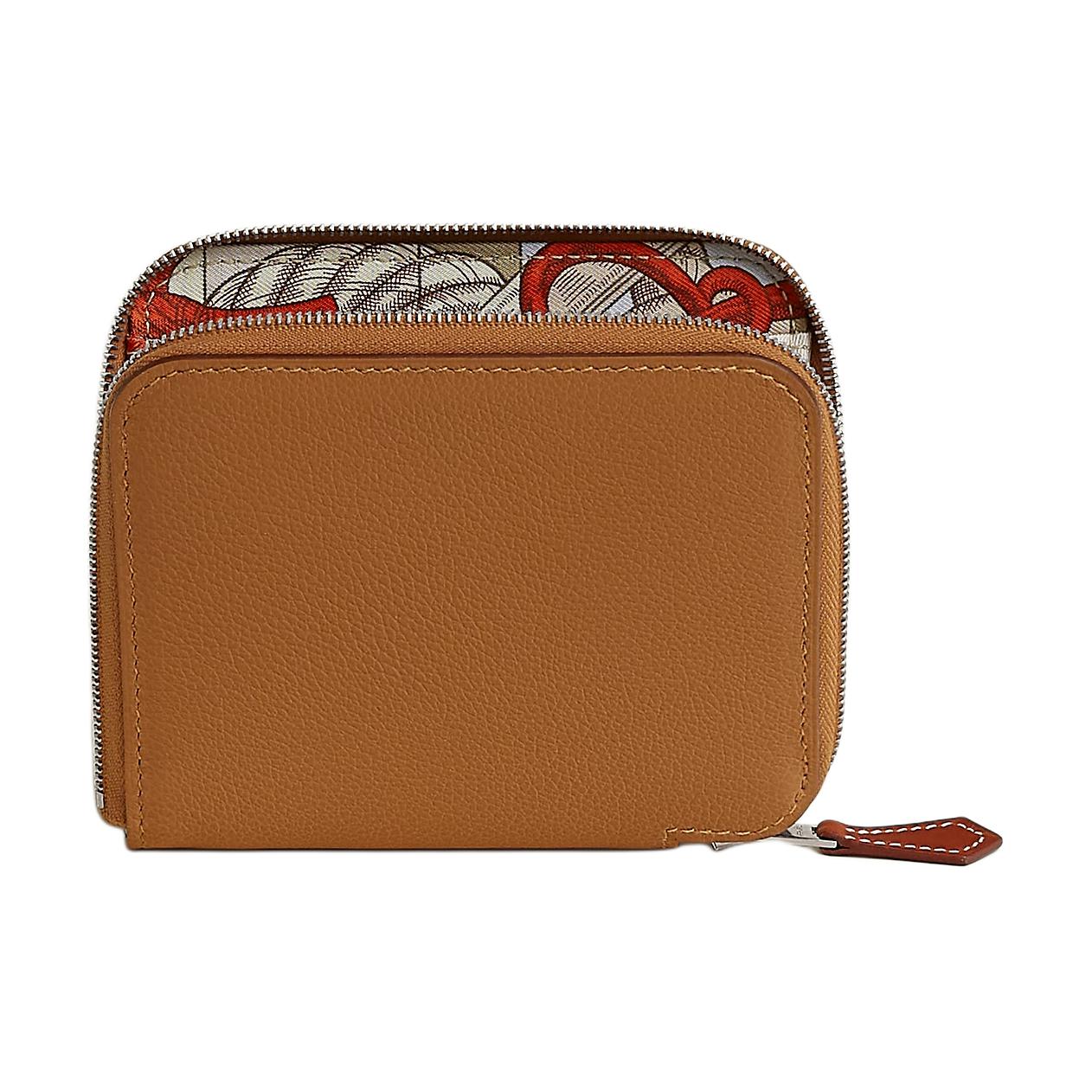 

HERMES Шёлковый кошелёк Evercolor из телячьей кожи с отделкой Barénia для женщин золотистый