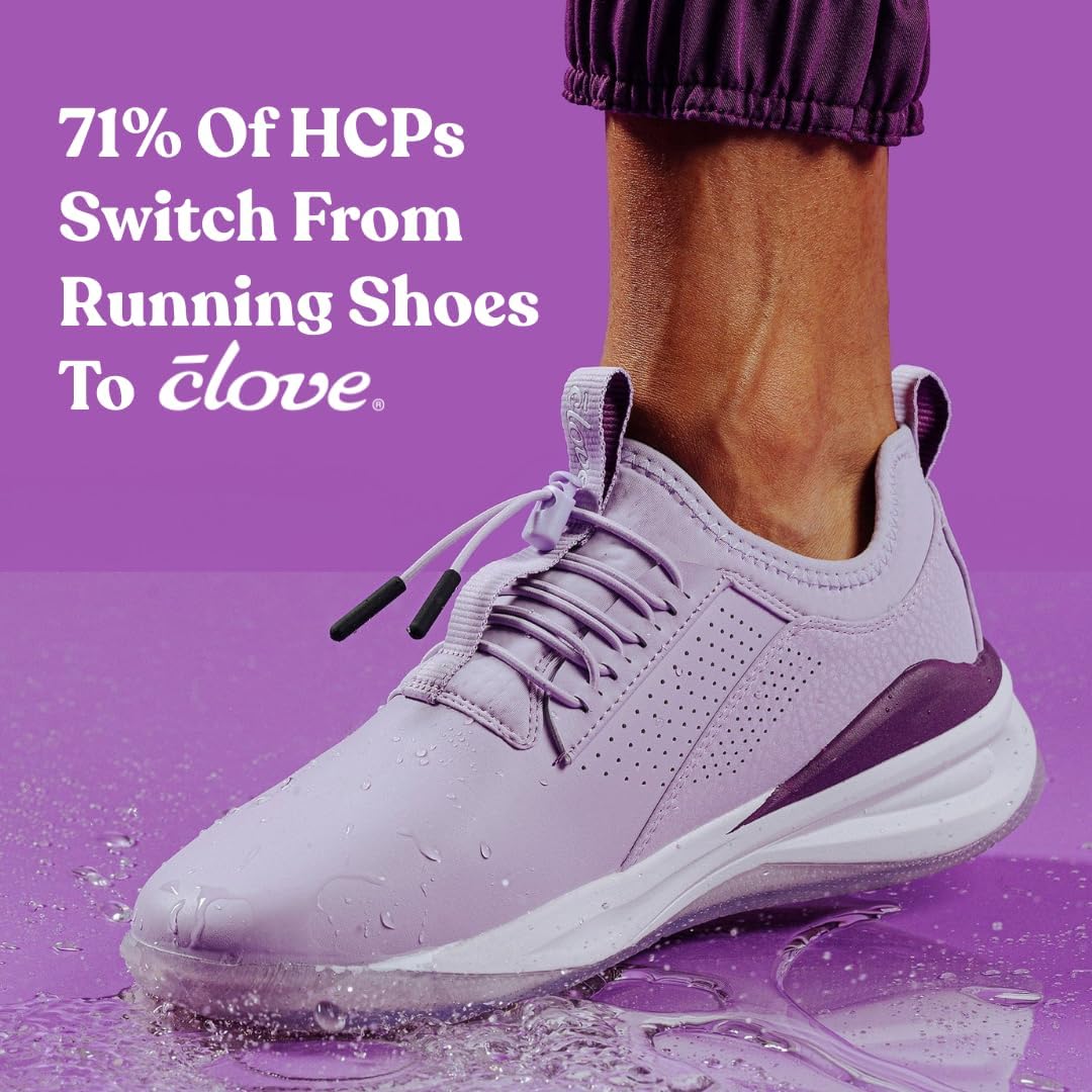 Кроссовки Clove Forte для врачей и медсестер, стойкие к жидкостям, легко чистятся, противоскользящие, удобные для смен на 12 и более часов, с эластичными шнурками без завязывания, для мужчин и женщин, черный — фото 3