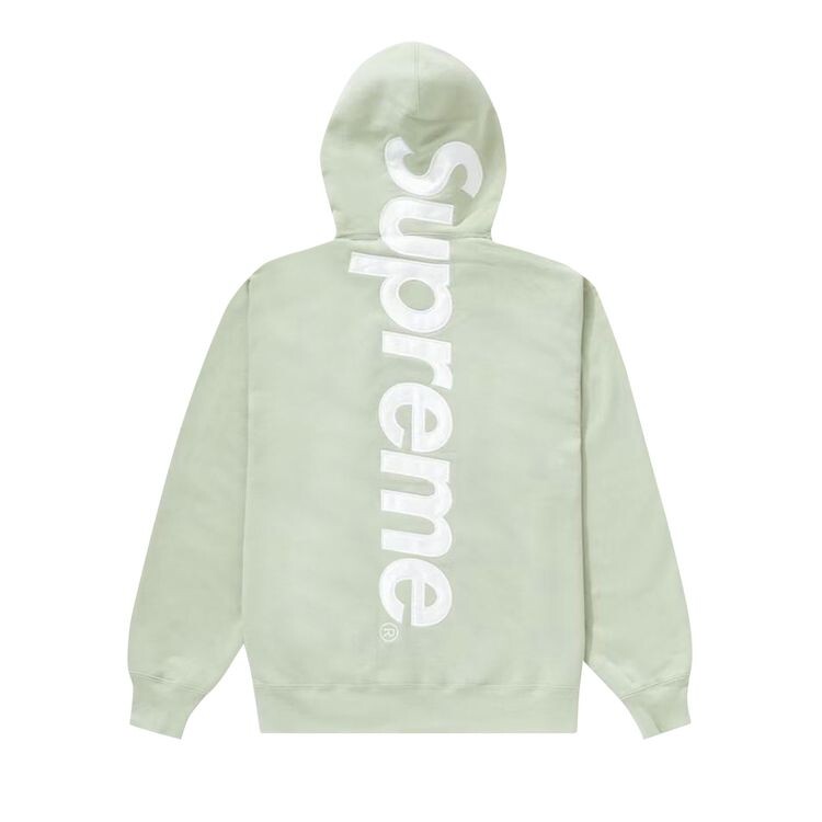 Толстовка Supreme Satin Appliqué Hooded Sweatshirt Mint, зеленый — фото 2