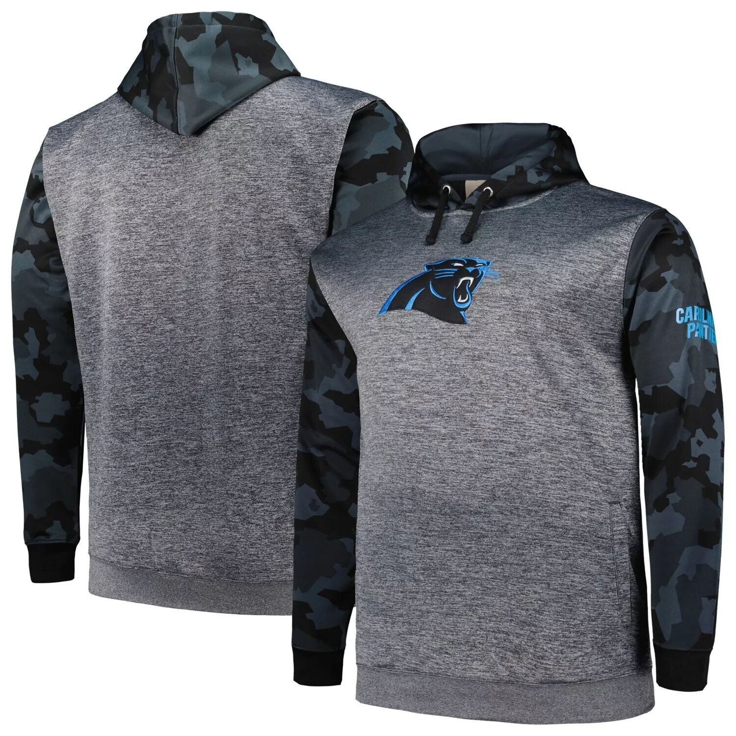 

Мужской пуловер с капюшоном и камуфляжным принтом Heather Charcoal Carolina Panthers Fanatics