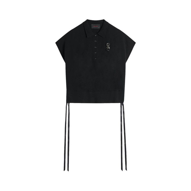 

Топ Simone Rocha Relaxed Knit Collared Bib, Black
