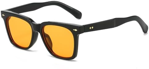 

Модные квадратные солнцезащитные очки конфетных цветов для женщин, ретро-очки с заклепками, трендовые мужские солнцезащитные очки UV400 оранжево-синего цвета MTZJH, Black Orange