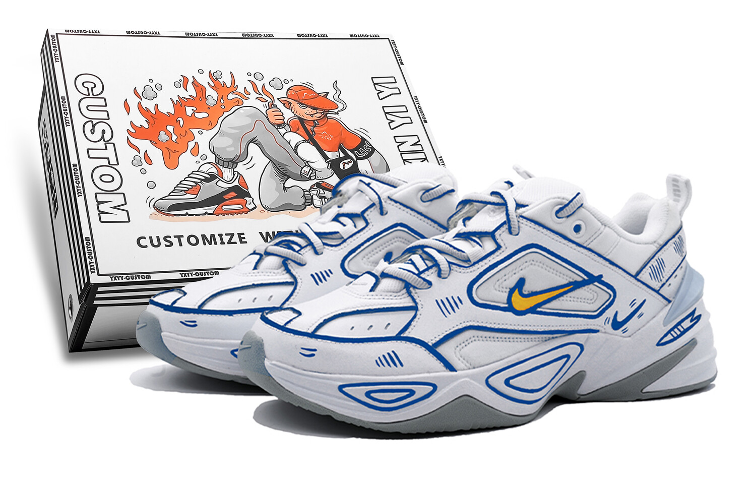 

Кроссовки Nike M2K Chunky Sneakers Unisex Low-top White/gray/blue, белый/синий