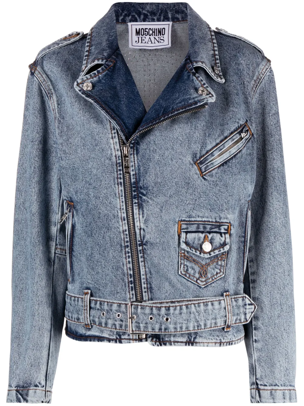 

Джинсовая куртка с кристаллами MOSCHINO JEANS, синий