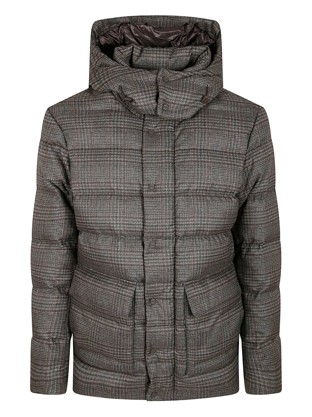 

Куртка с капюшоном и клетчатым узором Herno, серый