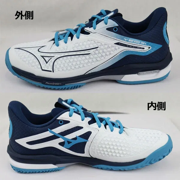 Теннисные кроссовки «Wave Exceed Tour 6 OC» от Mizuno, 14 White X Navy X Turquoise — фото 3