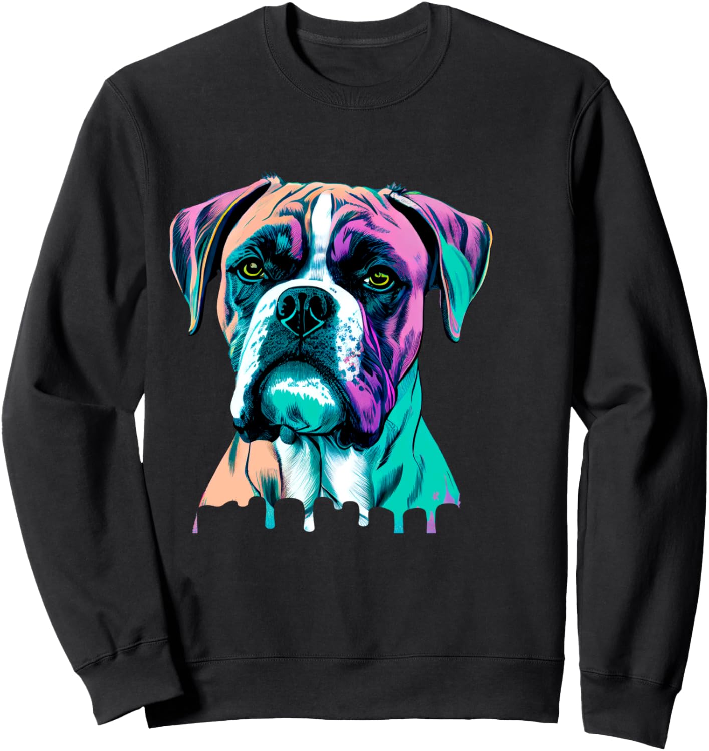 

Яркая толстовка с изображением собаки породы боксер Colorful Boxer Dog Bright Vibrant Fun Animal, черный