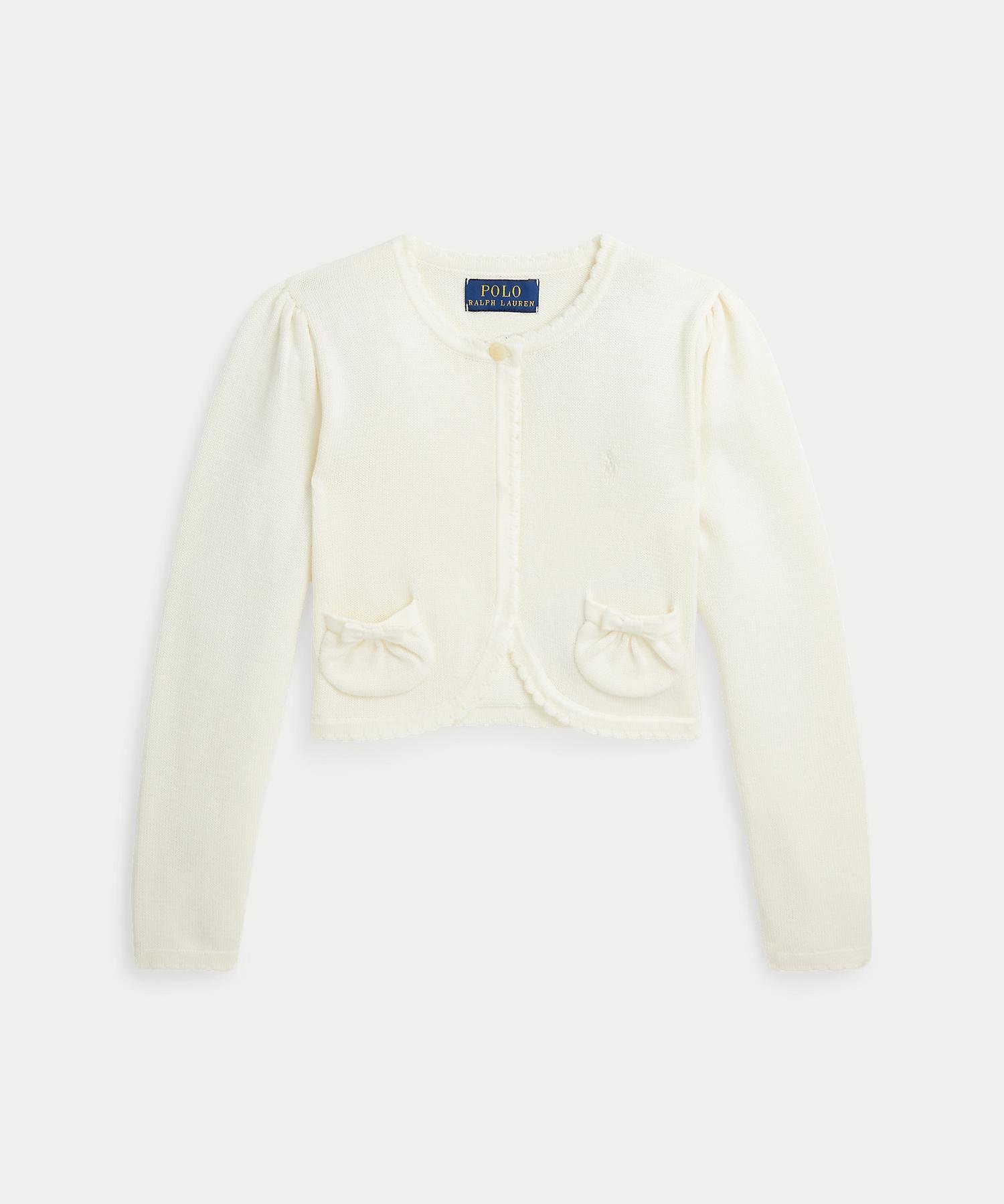 (Для девочек, 2-6 лет) Хлопковый кардиган с фестончатой отделкой Polo Ralph Lauren, 101 Natural
