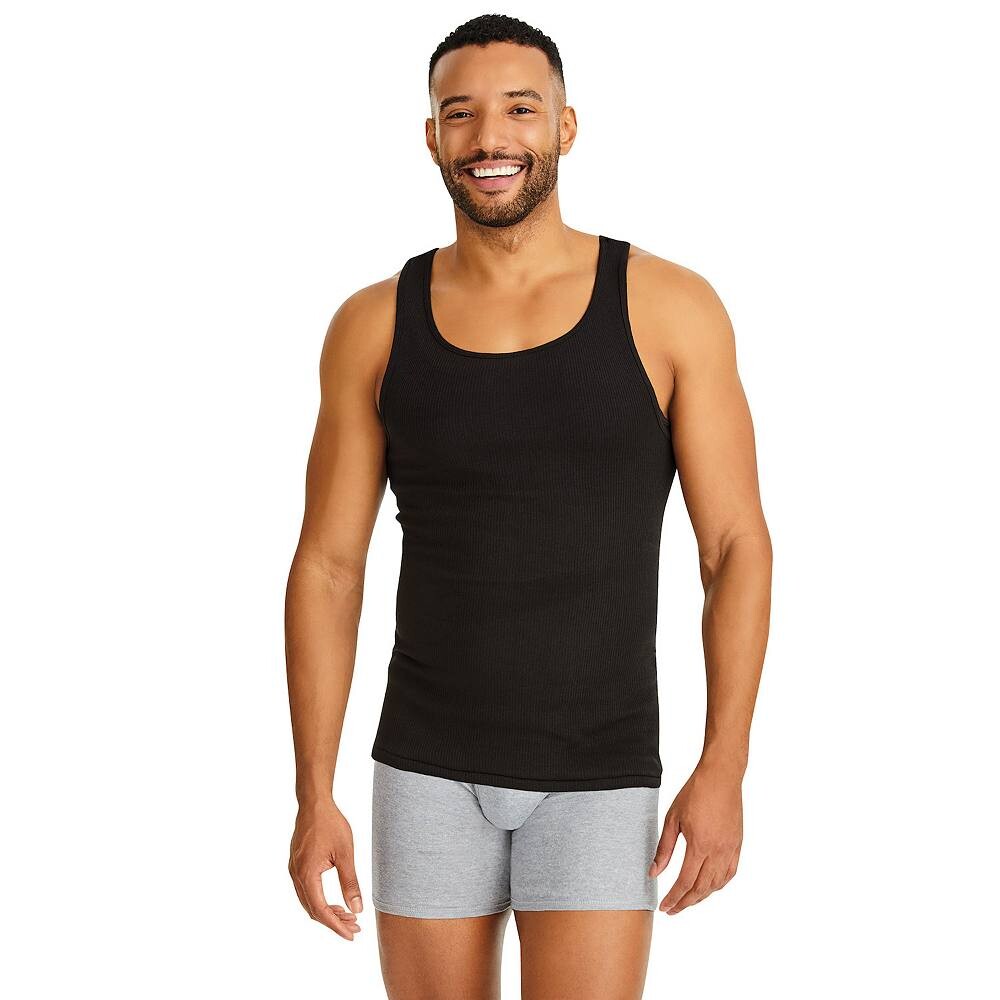 

Мужские футболки Hanes Ultimate, 6 окрашенных топов на бретелях, цвет Black Gray