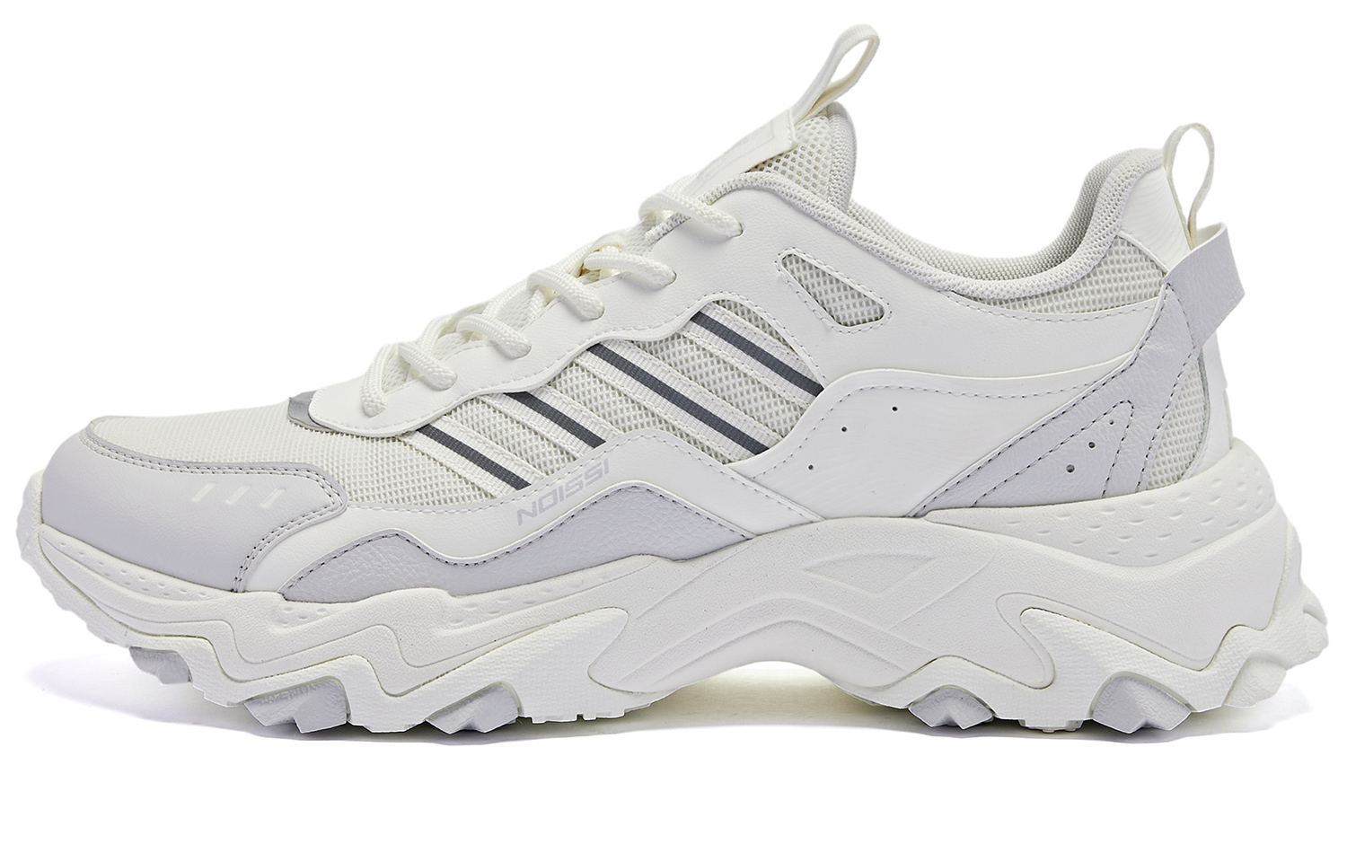 

Теплые и износостойкие низкие кроссовки для бега мужские бело-серые QIAODAN, цвет слоновая кость