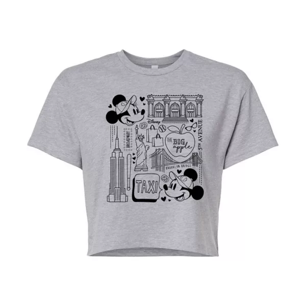 

Укороченная футболка с Микки и Минни Маус из Нью-Йорка Disney, серый
