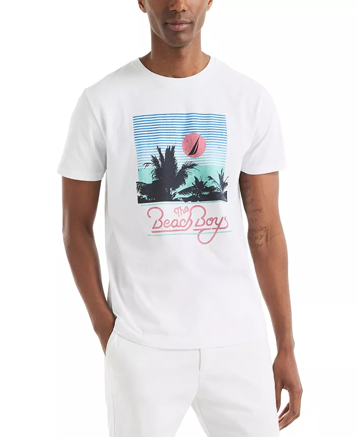 

Beach Boys x Мужская футболка классического кроя с принтом Nautica, белый