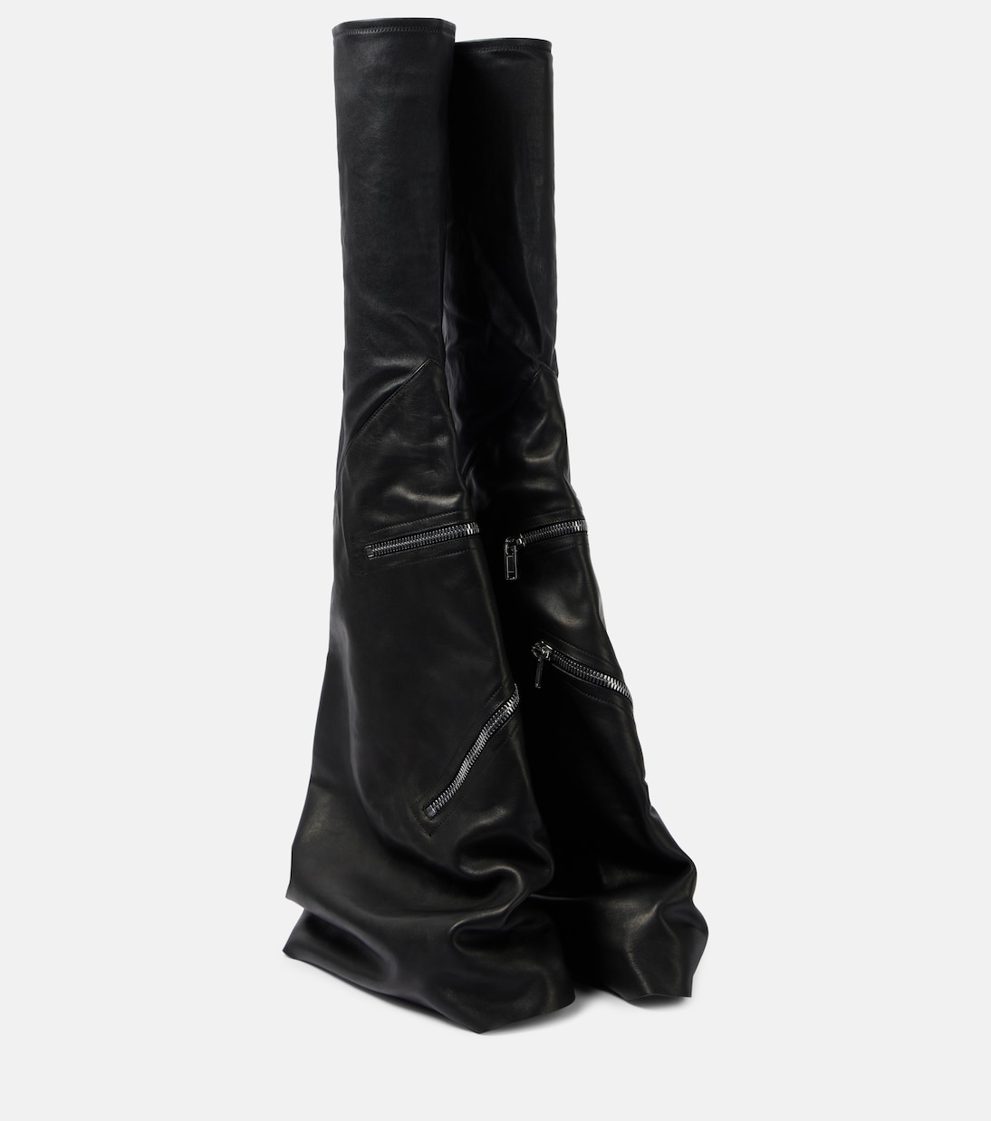 Кожаные сапоги Cargoflares до колена Rick Owens, черный