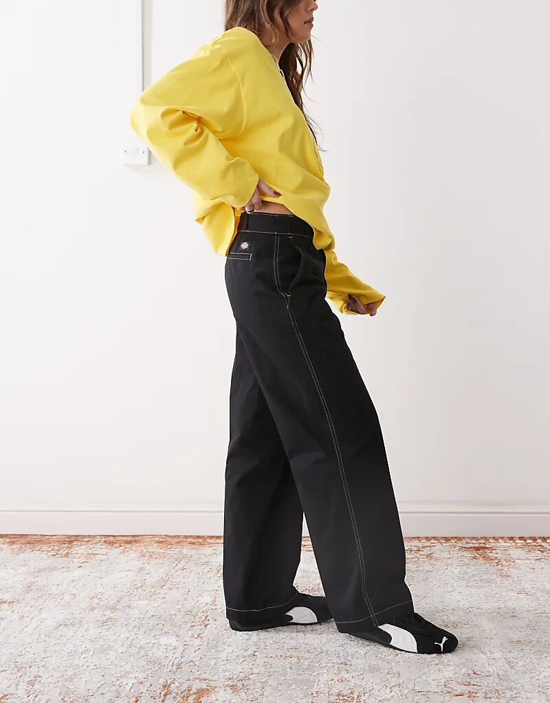 

Свободные широкие рабочие брюки Dickies Riverbend черного цвета