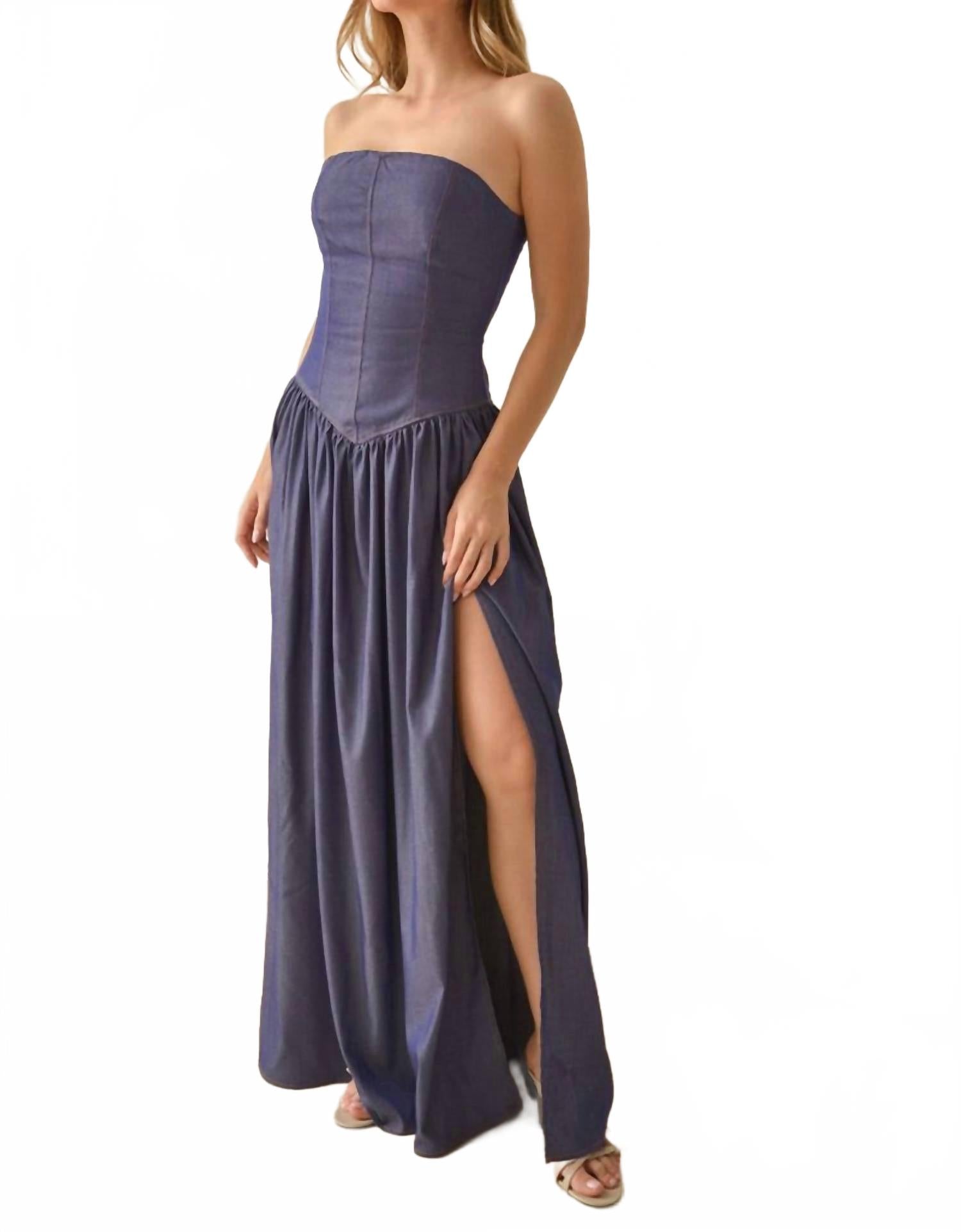 

Индиго изумрудное макси-платье Steffany Milano