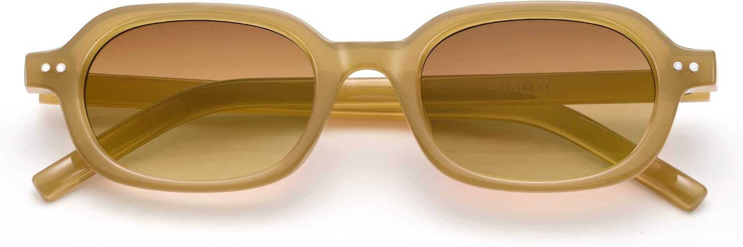 

Солнцезащитные очки Hycredi Retro прямоугольной формы для женщин - модные маленькие квадратные солнцезащитные очки в стиле 90-х, узкие линзы, Jelly Brown/Gradient Brown