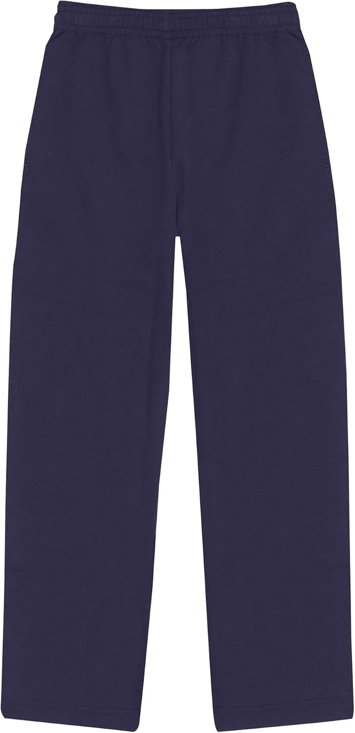 Детские спортивные штаны Hanes EcoSmart с открытыми штанинами, из флиса средней плотности с карманами, Navy — фото 3