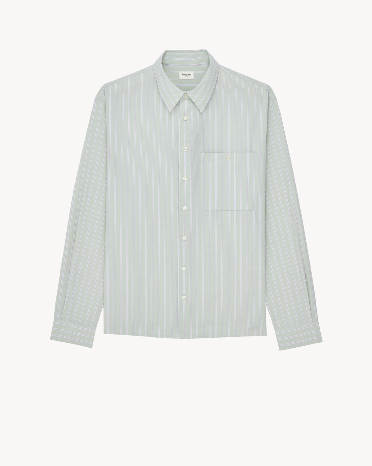 

Рубашка из полосатого хлопка SAINT LAURENT, зеленый