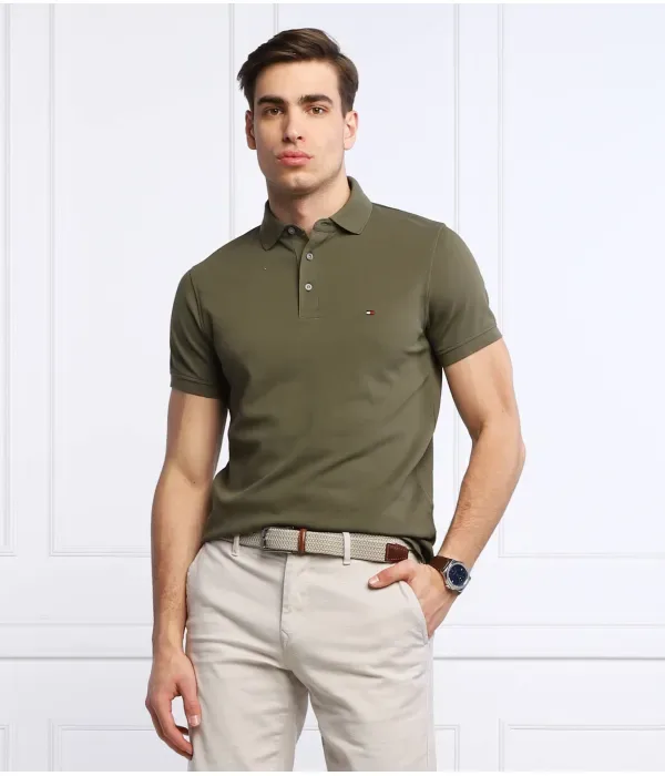 Поло 1985 slim fit Tommy Hilfiger, оливково-зеленый — фото 3
