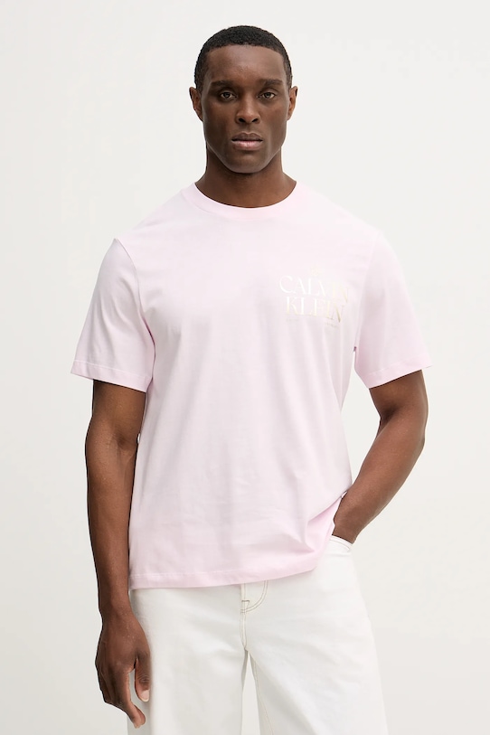 

Хлопковая футболка Calvin Klein Jeans, розовый