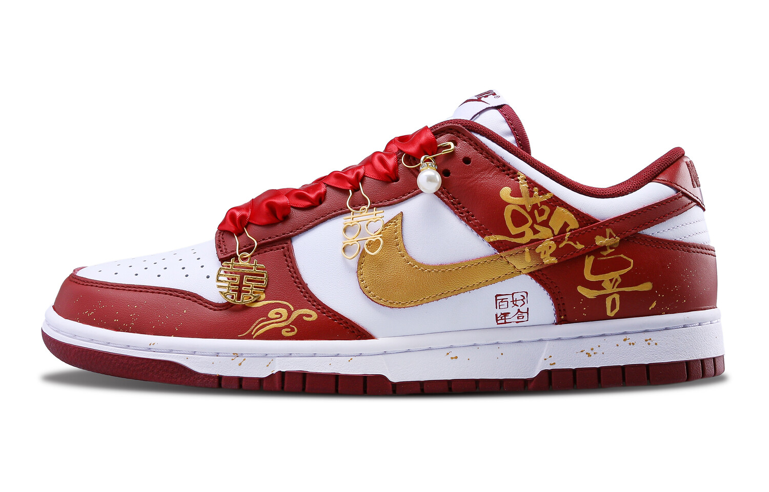 

Кроссовки Nike Dunk Skateboarding Shoes Men Low-top Gold, красный