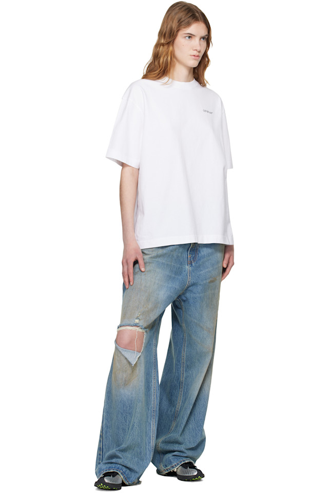 Off-White Белая футболка для скейтбординга с половинкой стрелы — фото 4