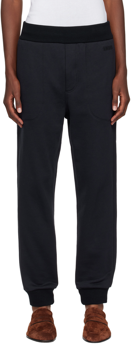 

Спортивные брюки темно-синего цвета с вышитым логотипом ZEGNA