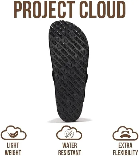 Мужские сабо Project Cloud - 100% натуральная кожа полного зерна, с мягкой подошвой из памяти формы и поддержкой свода стопы, натуральная пробковая стелька - нескользящие домашние тапочки для мужчин (Бруклин), черный — фото 4