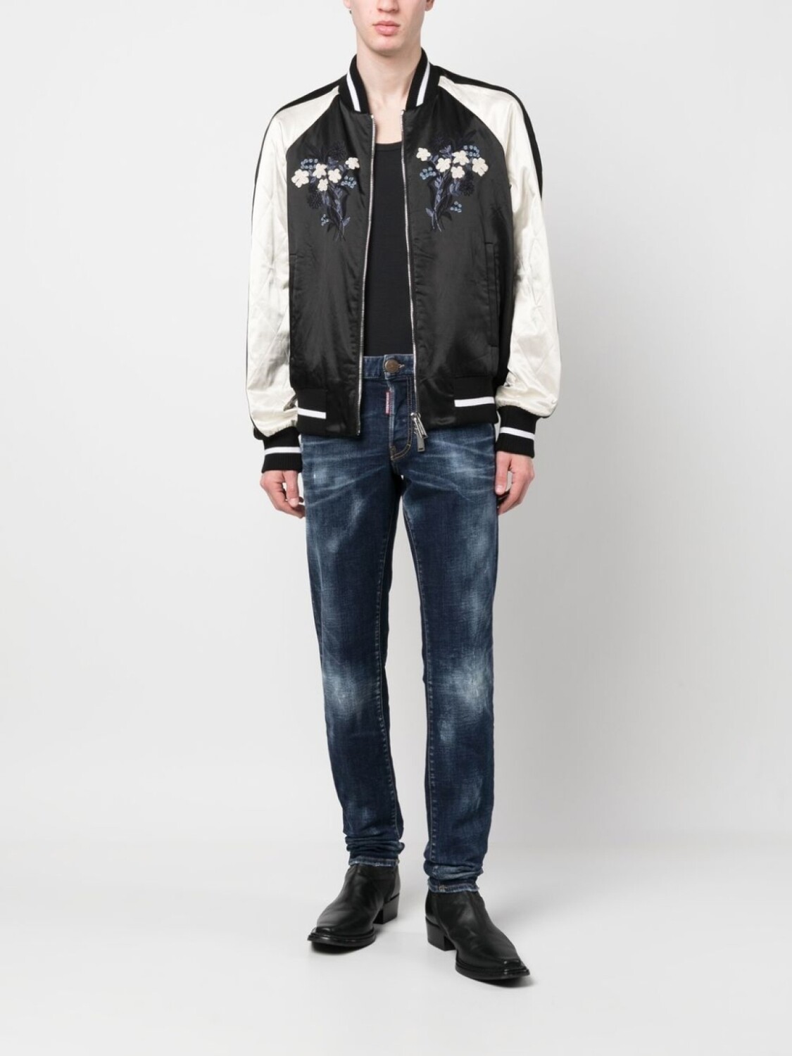 

Dsquared2 flag patch slim-fit jeans, синий