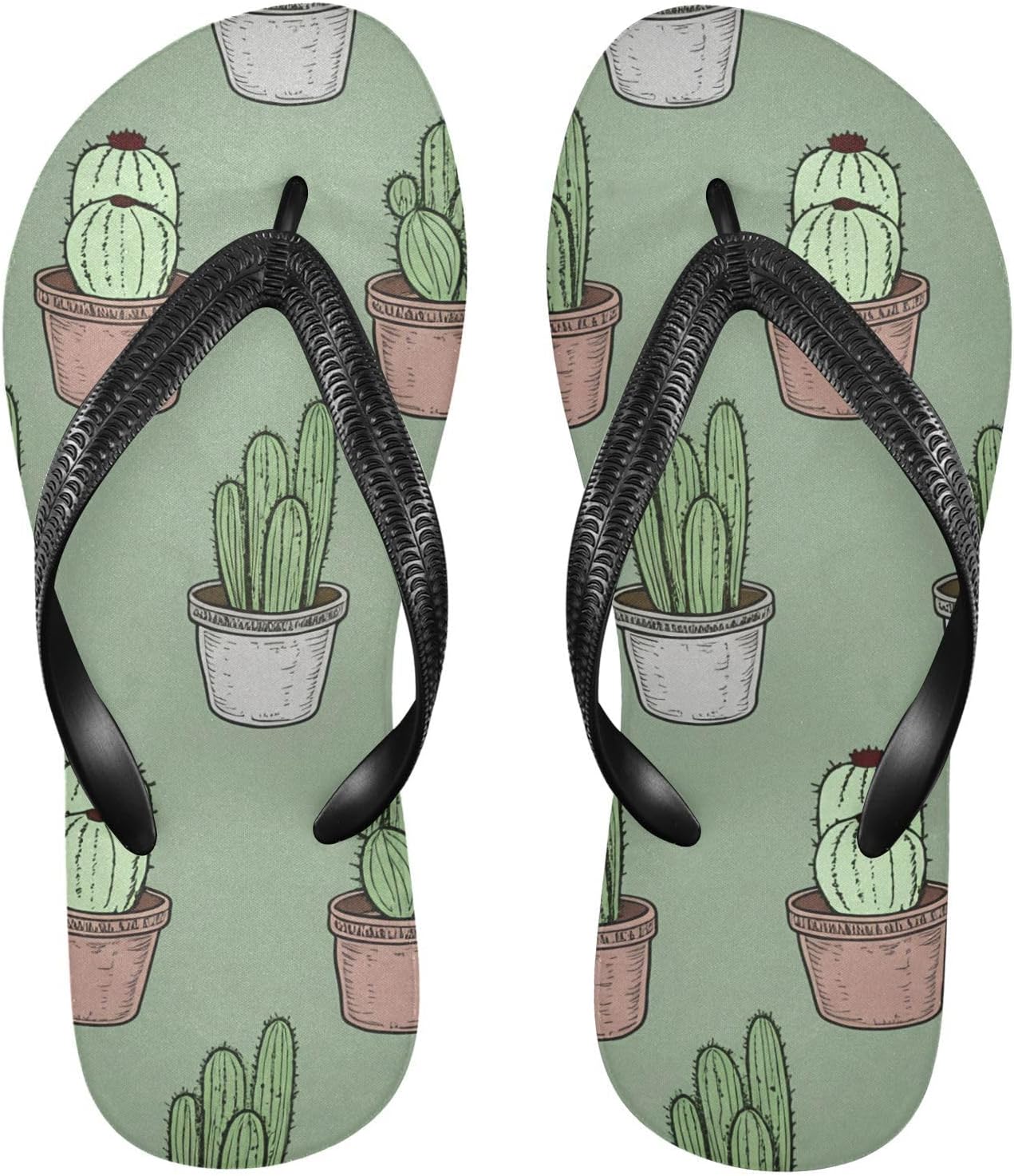 

Вьетнамки с кактусом в горшке, зеленые, для пляжа, для душа, резиновые, нескользящие, летние тапочки для женщин и мужчин, для ходьбы Sinestour