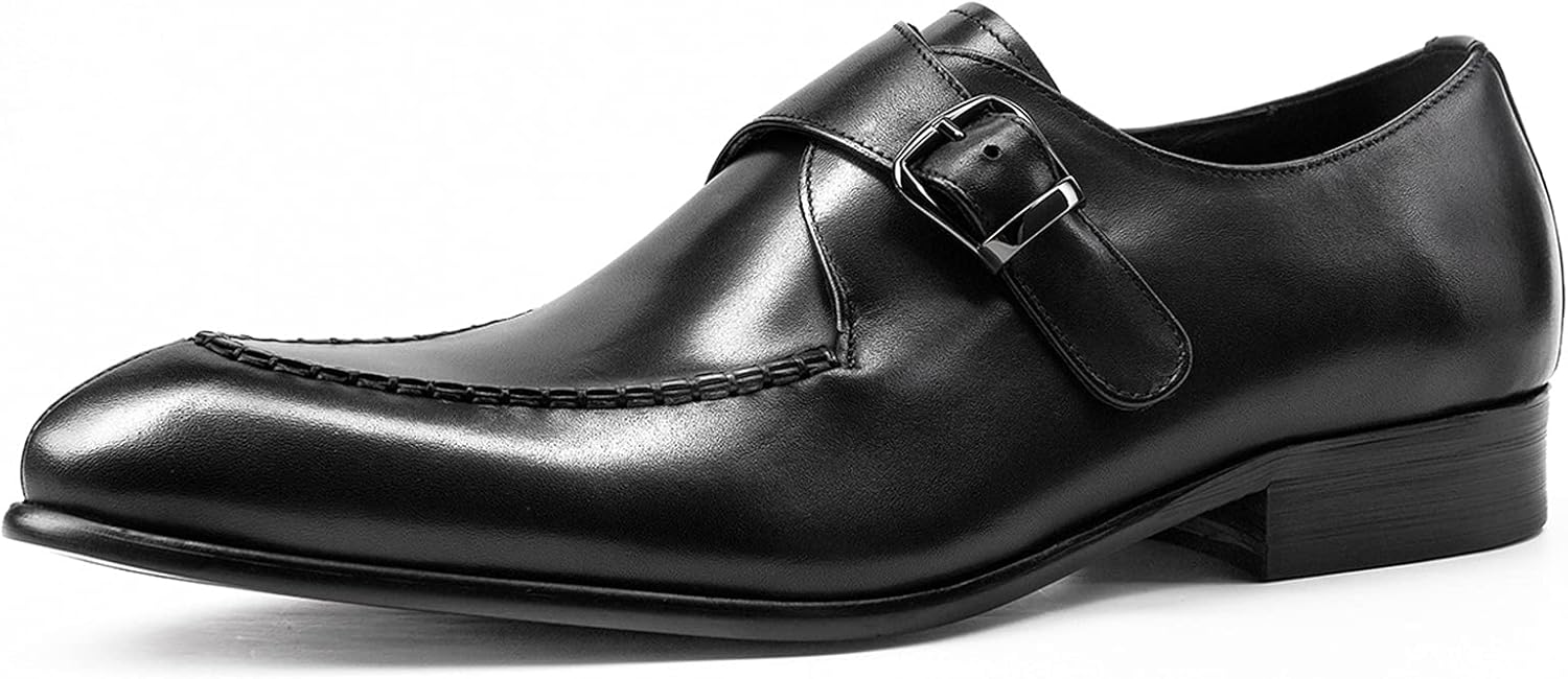 

Мужские туфли WKNBEU с застежкой-монком, кап-то, оксфорды, лоферы с крыльями, формальные туфли на скользящей подошве, оксфорды для повседневной бизнес-одежды, удобная обувь, черные - US8/UK7/EU40