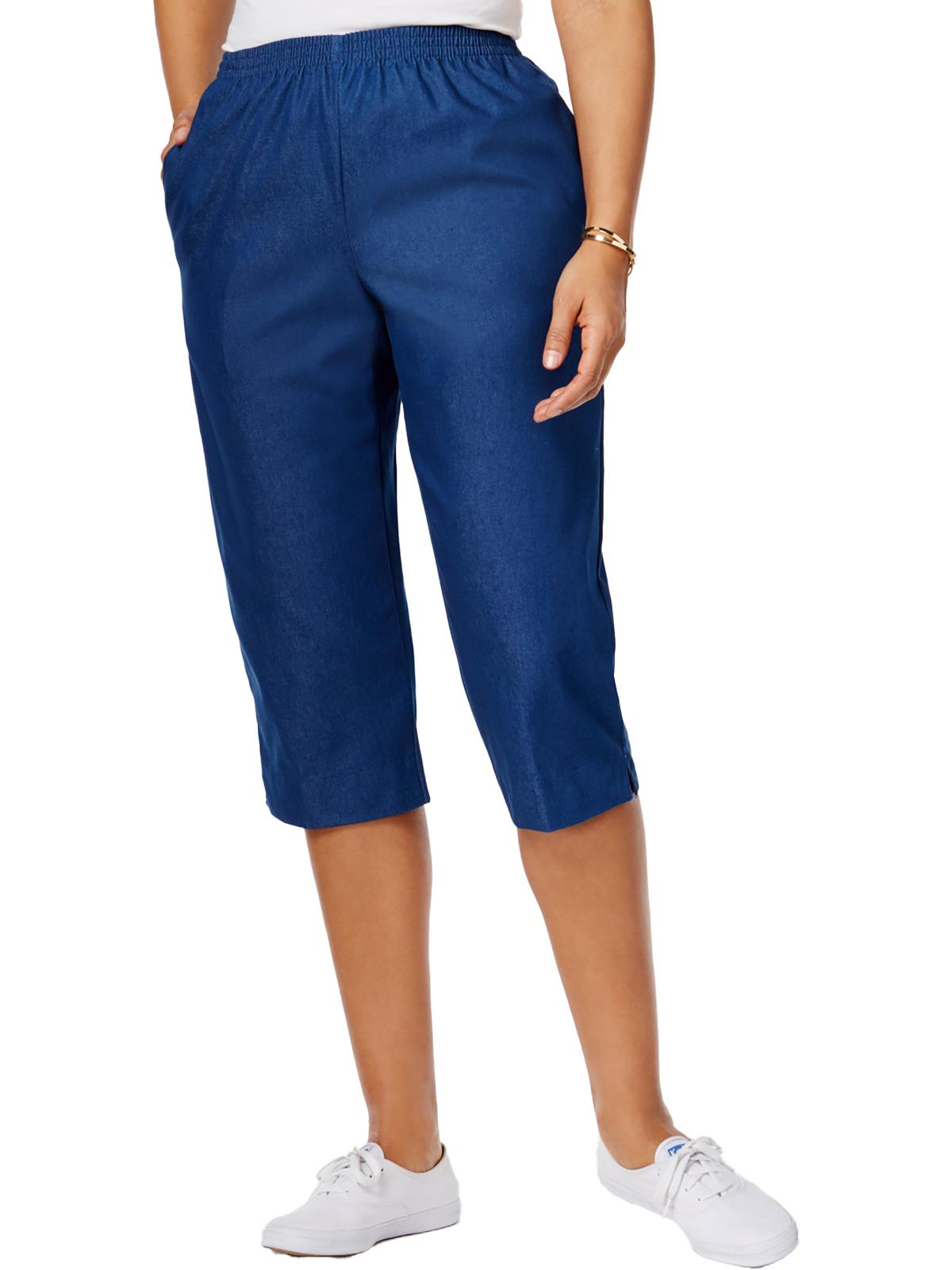 

Женские брюки-капри Petites с высокой талией и меланжевым оттенком Alfred Dunner, цвет denim