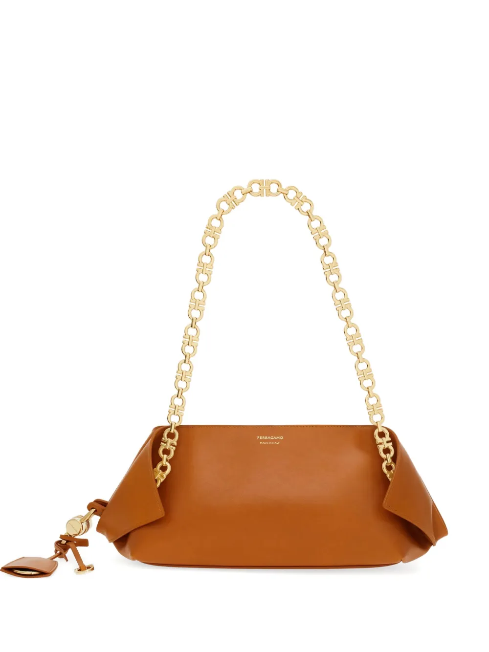 

Маленькая сумка на плечо Folded с цепочкой Ferragamo, коричневый