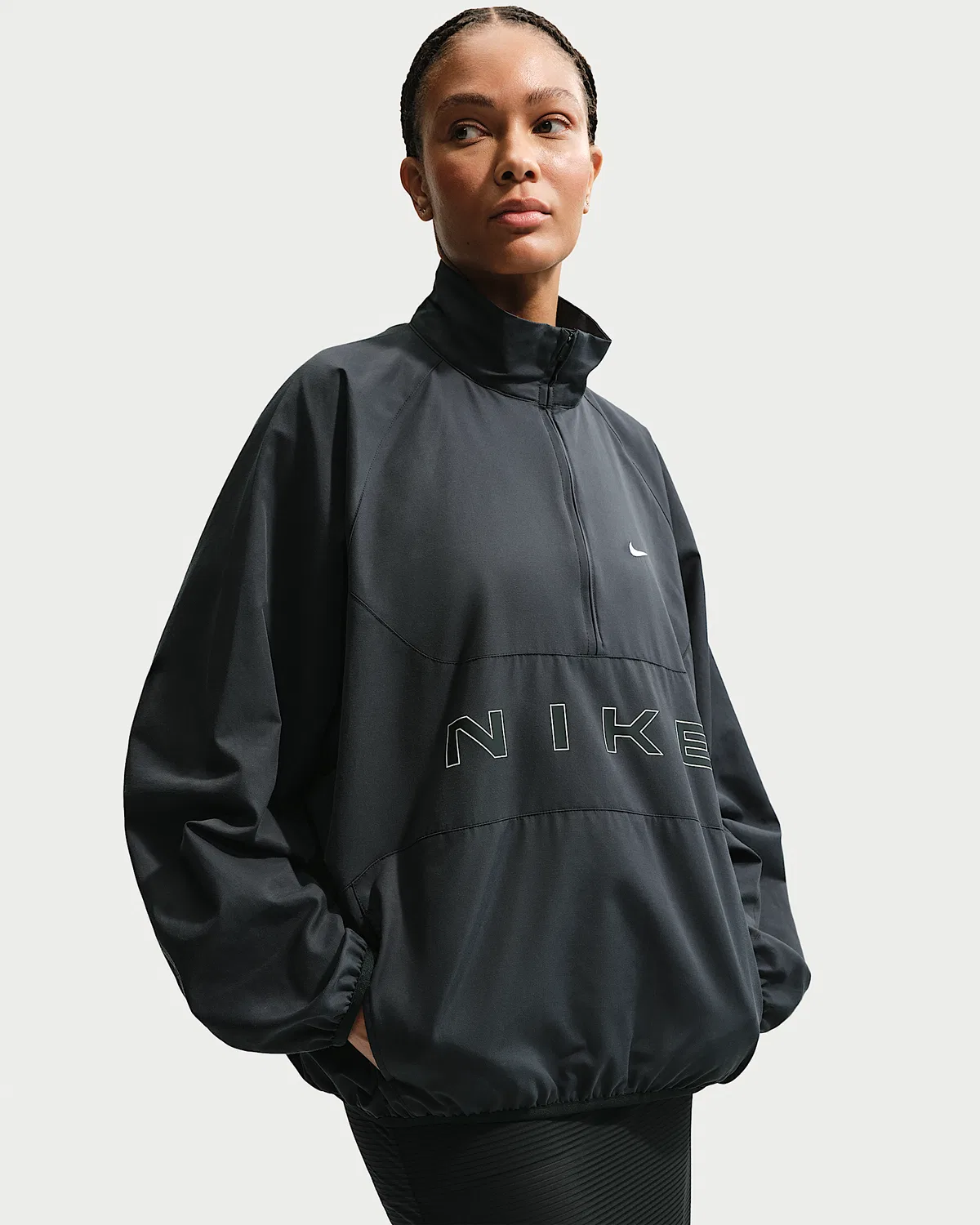 Женская оверсайз куртка Nike Sportswear с 1/4-застежкой, Black/Black/Chalk