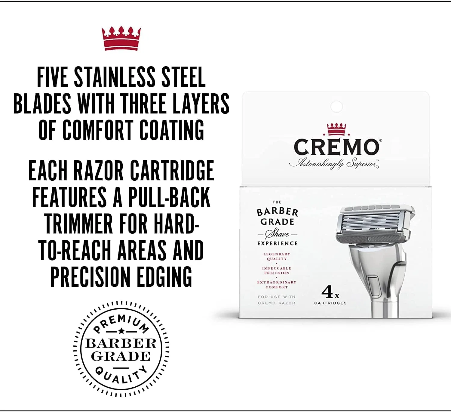 Мужские сменные лезвия для бритвы 4 шт. от Cremo Cremo — фото 3